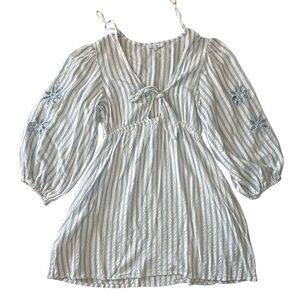 Striped Blue and White Boho Dress